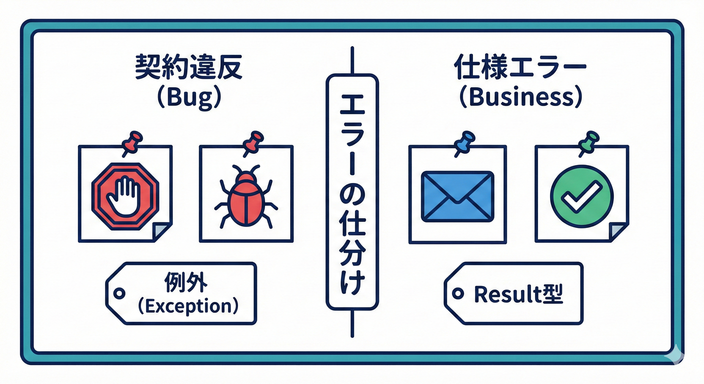 エラーの分類：例外（バグ）かResult（仕様）か