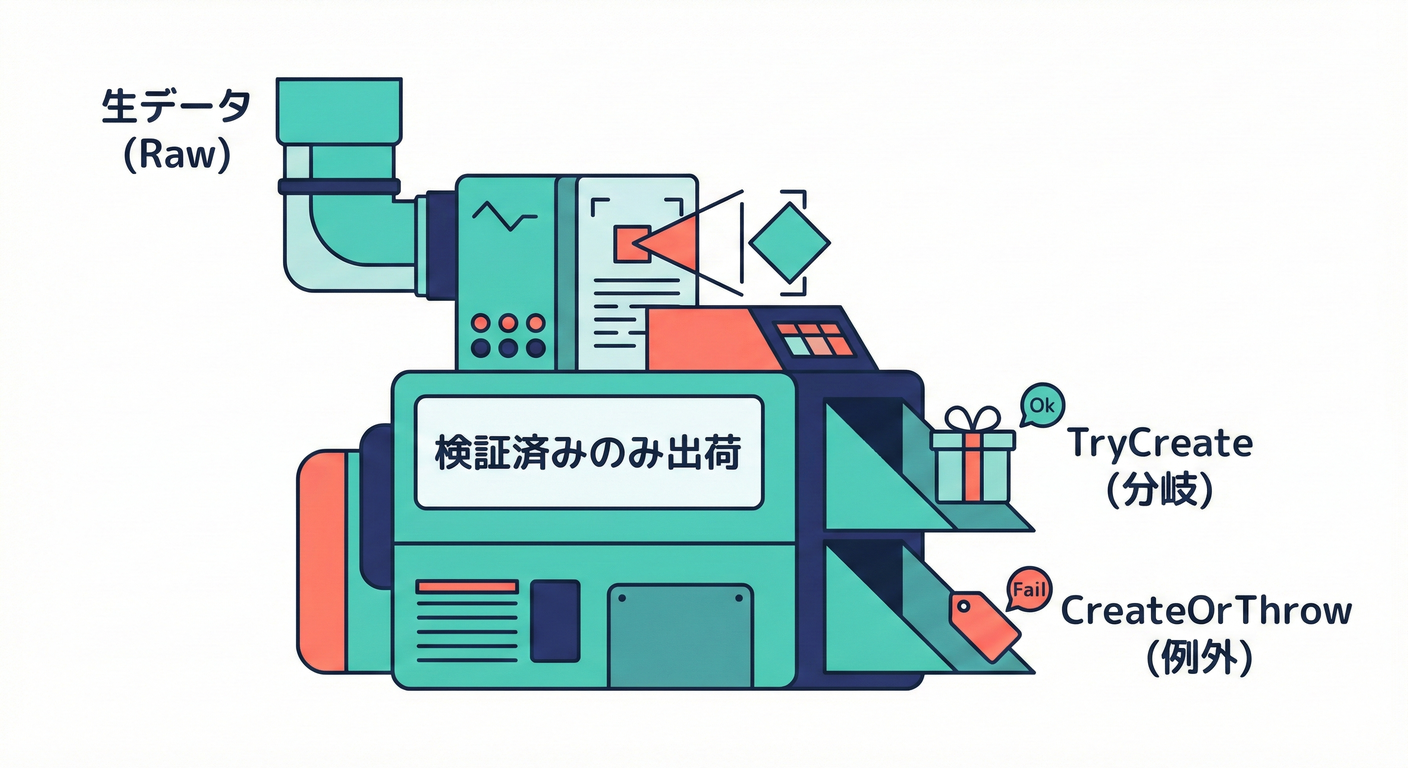 生成の入口：TryCreate（入口向け）とCreateOrThrow（内部向け）の仕分け