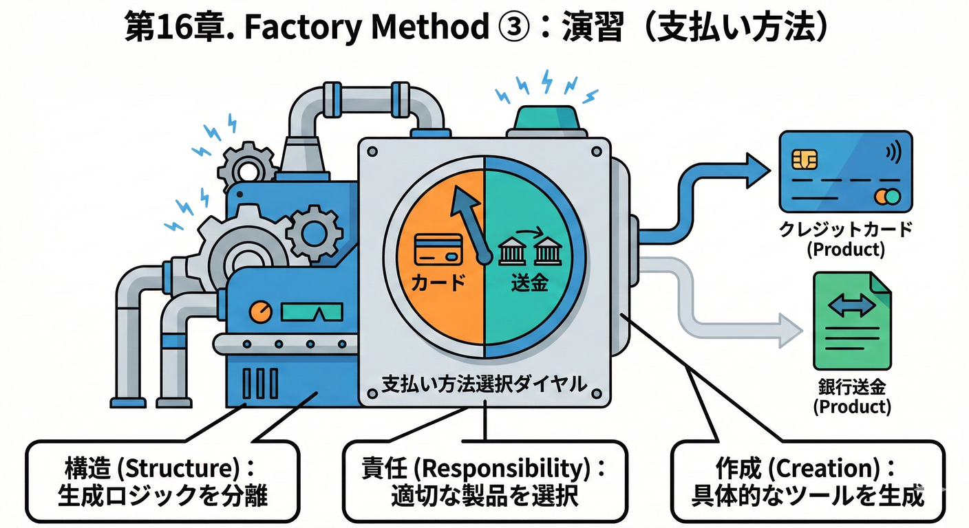 第16章. Factory Method ③:演習(支払い方法)