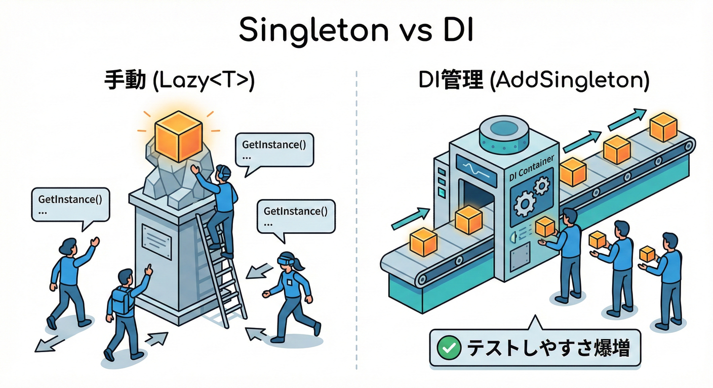 Singleton vs DI