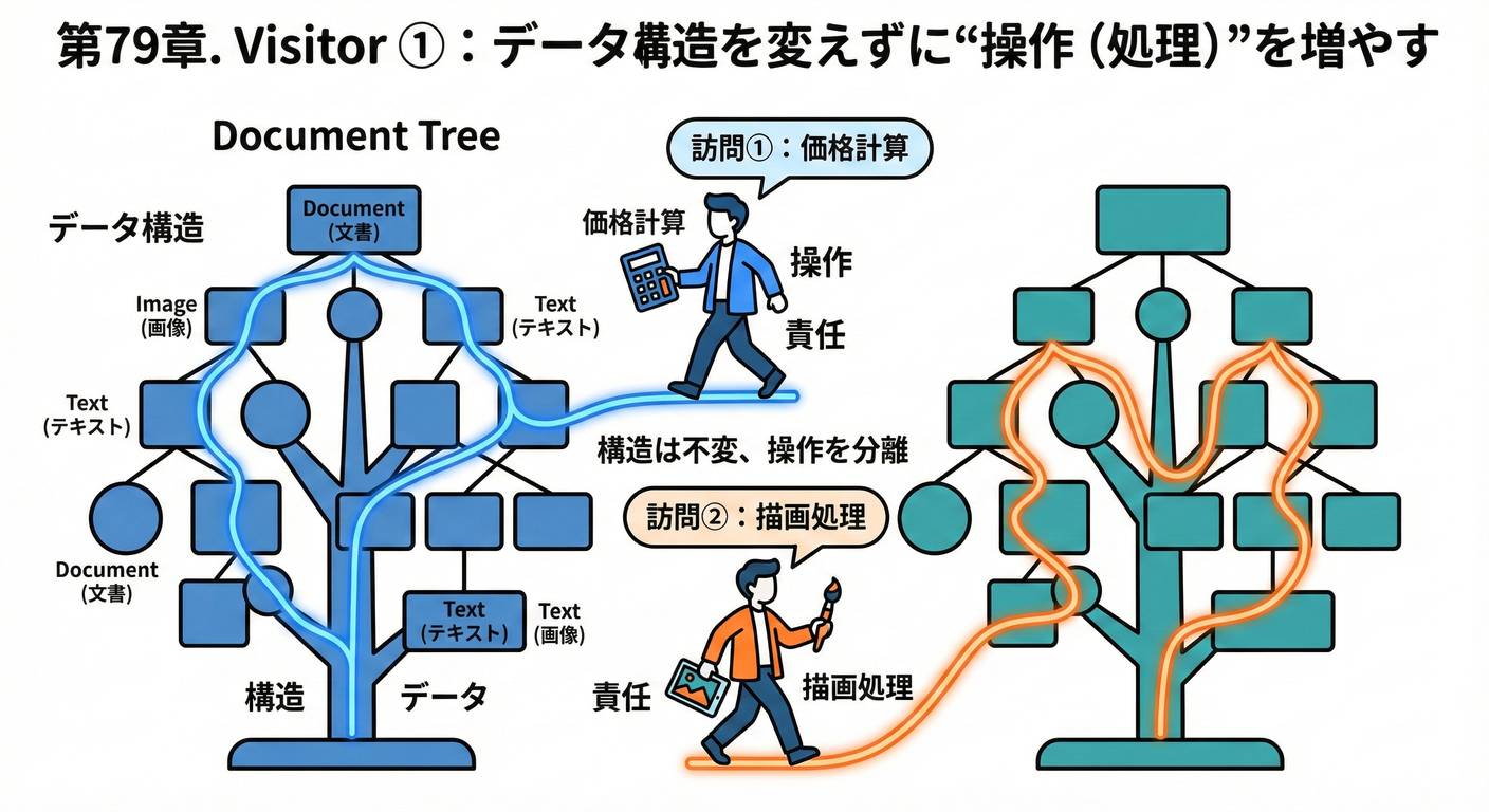 Visitorパターン：データ構造と操作の分離（ダブルディスパッチ）