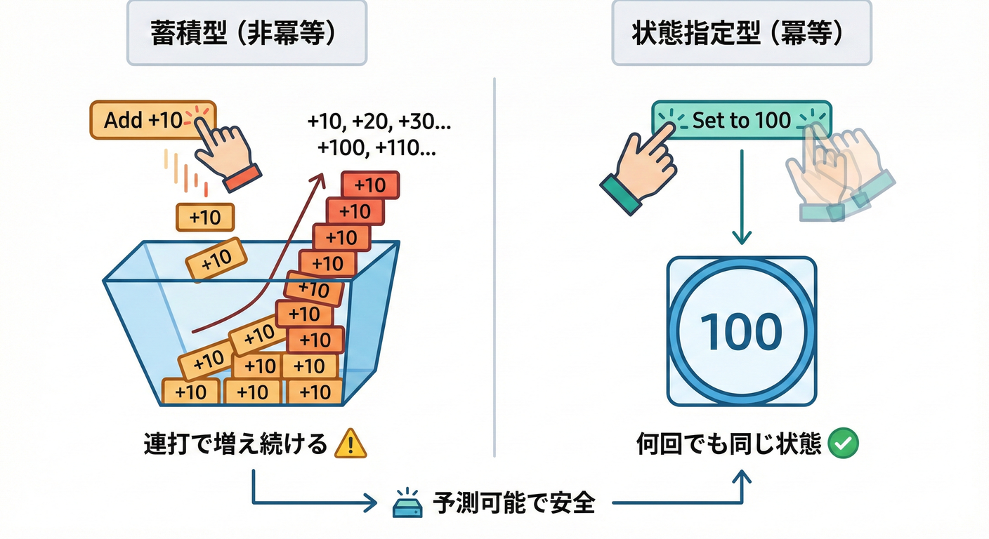 蓄積型 vs 状態指定型